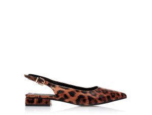 Γόβες mules animal print δερματίνη μυτερές ΛΕΟΠΑΡ